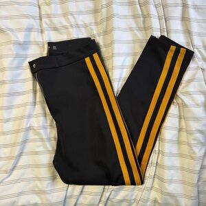 Bershka Black & Gold Striped Legging Pants